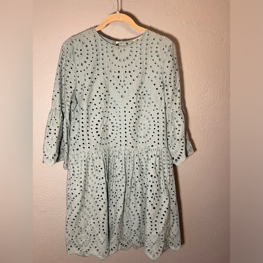 Dress, shirt, knee-length, S, light blue/teal